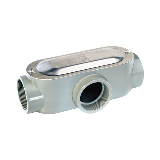 Caja Condulet tipo T de 3/4" (19.05 mm)/ Incluye tapa y tornillos.