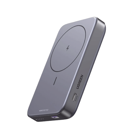 Power Bank MagSafe de 10000mAh NEXODE | 20W | 1 USB-C | 1 USB-A | Carga Rápida bidireccional | Soporta modo Standby | Soporte Plegable | Ultra Delgado | Ultra ligero | Compatible con iPhone 15/14/13/12 | Color Gris.