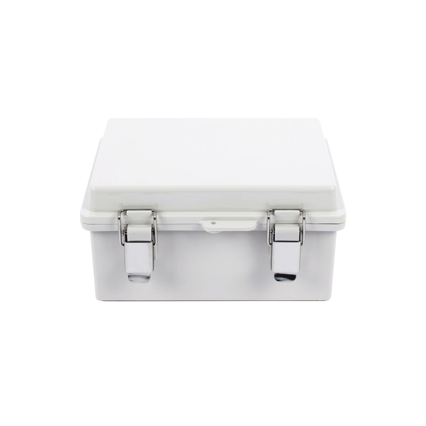 Gabinete de Plástico ABS, Uso en Intemperie IP66 (170 x 220 x 110 mm) Cierre por broche Inoxidable y Permite Cerrado con Candado y Llave (Perno 5mm) No Incluido