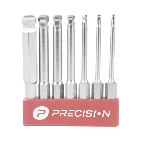 Juego de 7 Puntas Hexagonales / Allen, Milimétricas con Cabeza Redonda para Destornillador de entrada Hexagonal de 1/4"