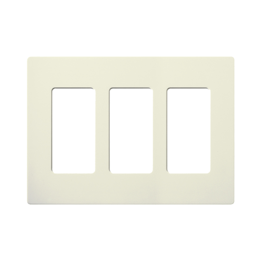 Placa de pared 3 espacios, color blanco, para atenuador (dimmer), switch ó control remoto PICO inalámbrico.