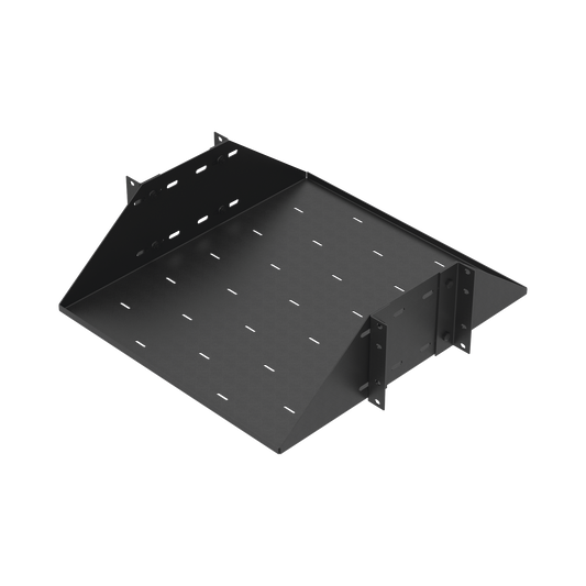 Charola para Soportar Equipos en Rack de 19", Profundidad Ajustable hasta 484 mm. 150 Kg de Carga, Compatible con Racks de Doble Perforación, 3U