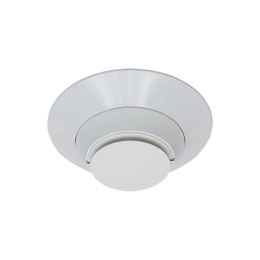 Detector de humo fotoeléctrico direccionable con prueba remota para ducto, color marfil.