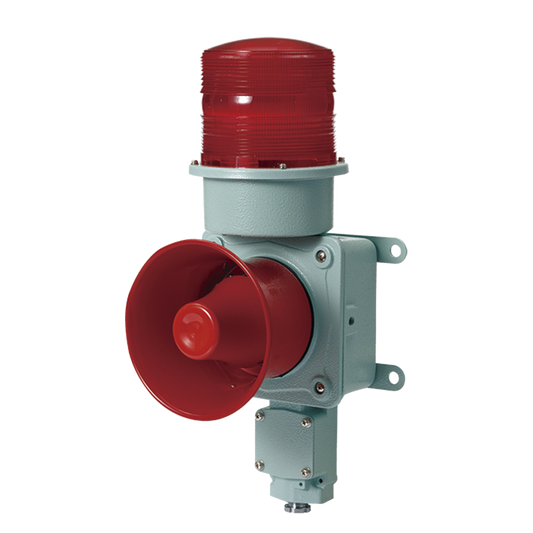 Combinación de baliza LED color roja con sirena electrónica para aplicaciones de la industria pesada máx.114 dB a 24 VCD