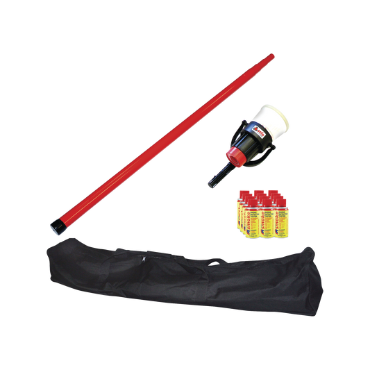 Kit De Prueba De Detectores De Humo, Incluye Pértiga Telescópica SOLO-100 4.6m, Dispensador SOLO-330 4", 12 Latas De Humo M8 y Bolsa De Transporte SOLO-604