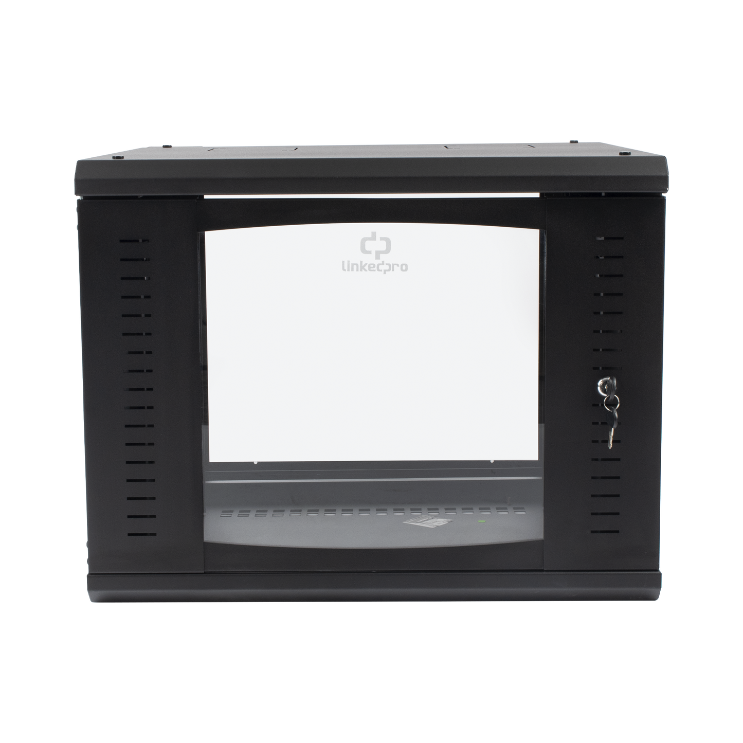 Gabinete Abatible de Pared (Con Marco Trasero) con Rack 19" de 9 Unidades. Ventana de Cristal Templado.