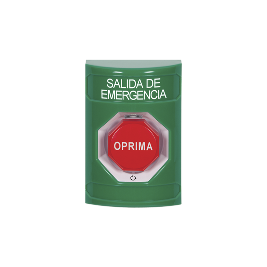 Botón de Salida de Emergencia , Texto en Español, Acción Mantenida, Girar para Restablecer, LED de iluminación