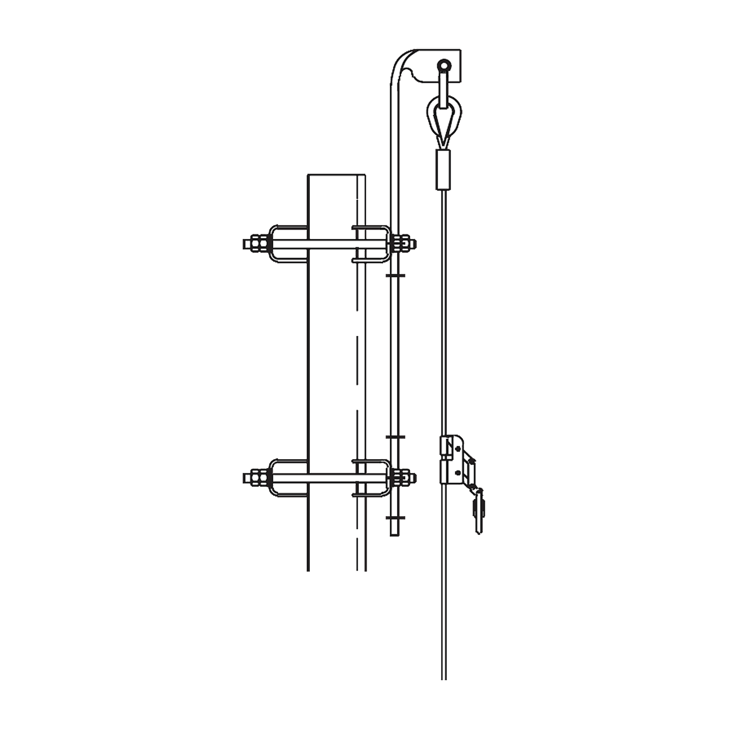Línea de Vida hasta 57.9 Metros (190 pies). Compatible con línea Super Titan. Carro de Seg. NO INCLUIDO.