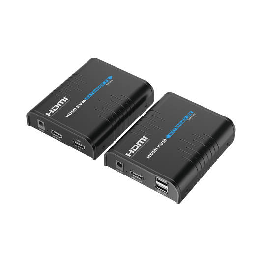 Kit extensor KVM (HDMI y USB) hasta 120 metros / Resolución 1080P @ 60 Hz / Soporta STP y UTP CAT6 / Soporta Switch Gigabit para control KVM múltiple / Soporta hasta 253 receptores / Transmite el Video y Controla tu DVR vía USB