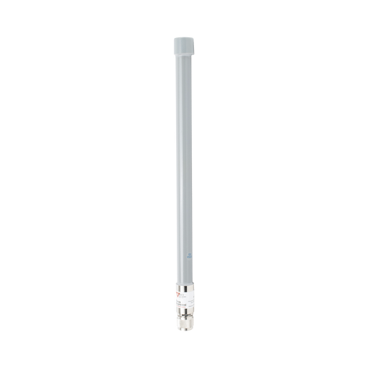 Antena Omnidireccional, mayor distancia de transmisión y recepción de señal en 360º, Doble banda de 2.4 / 5 GHz, Ganancia de 9 dBi, Conector N-macho, Adecuada para entornos exigentes