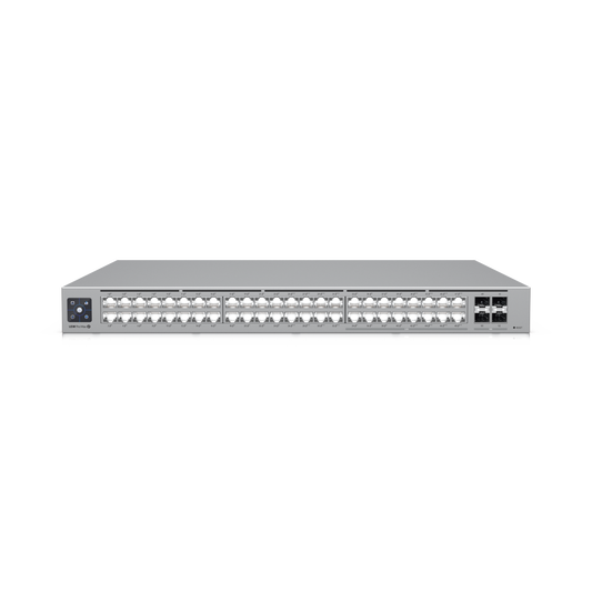 UniFi Switch Pro Max 48 POE, con funciones capa 3, 48 puertos (16 puertos 2.5 GbE (8 POE++ y 8 POE+) y 32 puertos 1 GbE (24 POE+ y 8 POE++)), 2 puertos SFP+ 10G, POE++ 720W, pantalla informativa