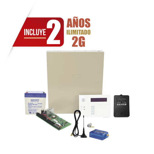 (2 Años datos ILIMITADO INCLUIDO) Kit Vista48LA con comunicador MINI012G, Teclado, Gabinete, Bateria y Transformador