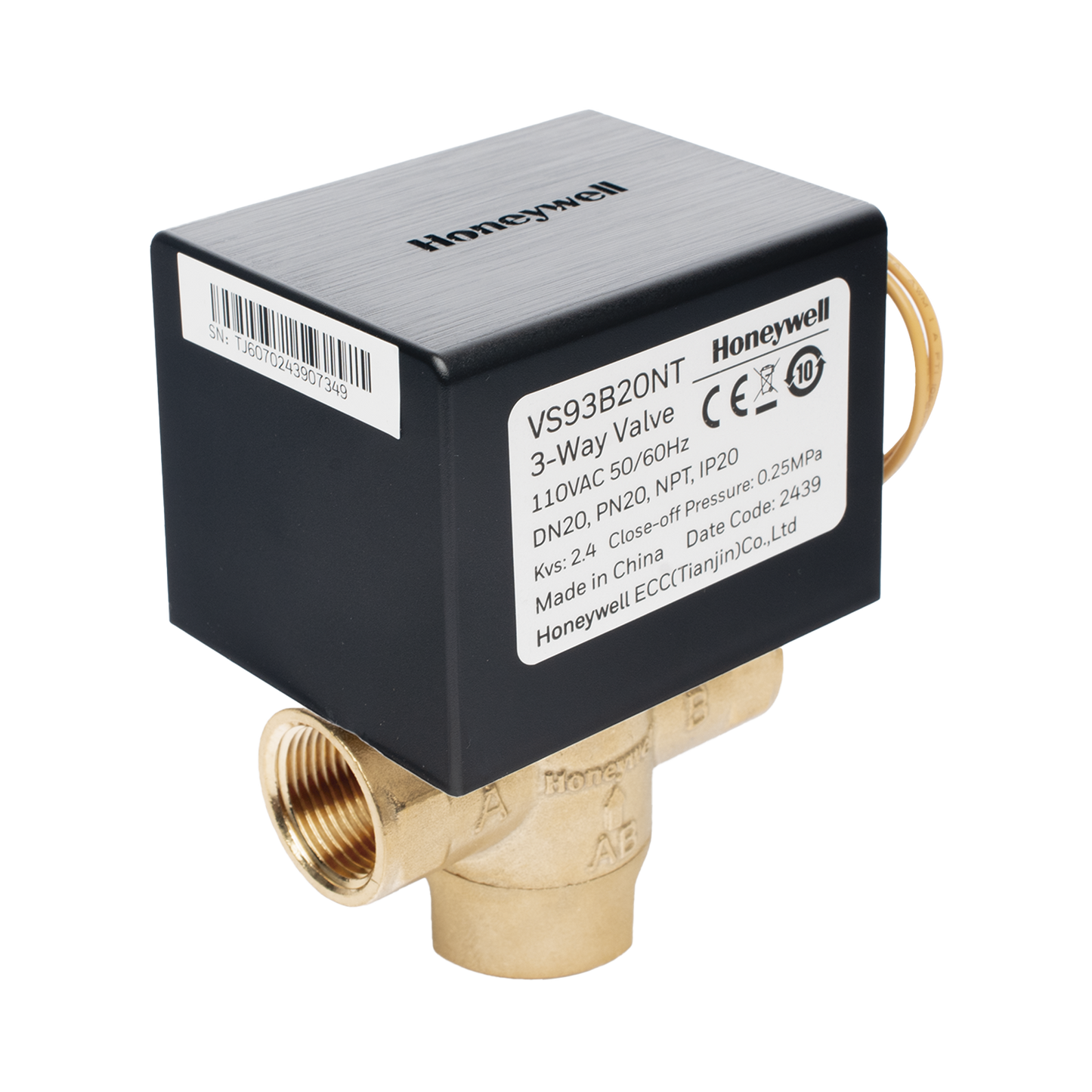 Válvula de control eléctrica VS9 para fan coil: DN20: PN20: 3 vías: 110 V CA: conexión NPT