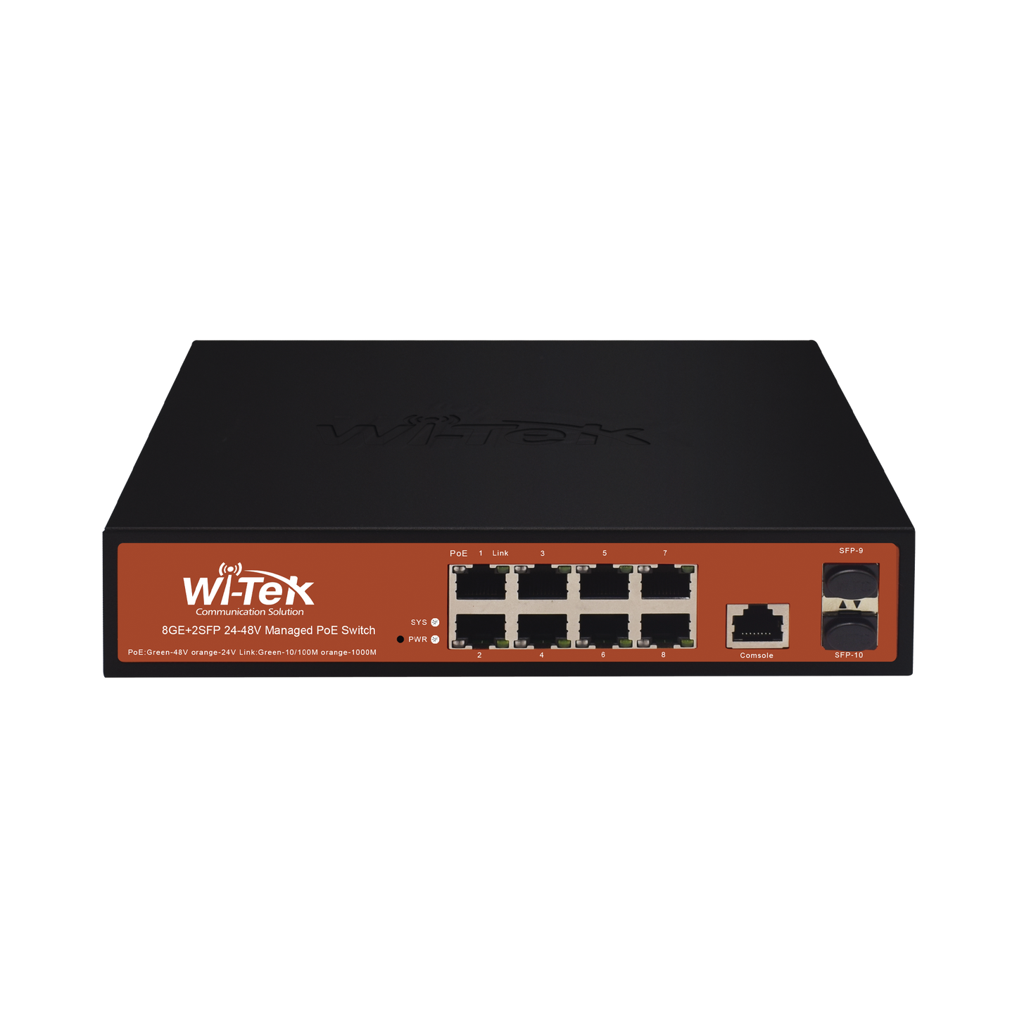 Switch Administrable de 8 puertos Gigabit Ethernet con PoE 802.3 af/at y 24V Pasivo + 2 SFP Gigabit, 150 W