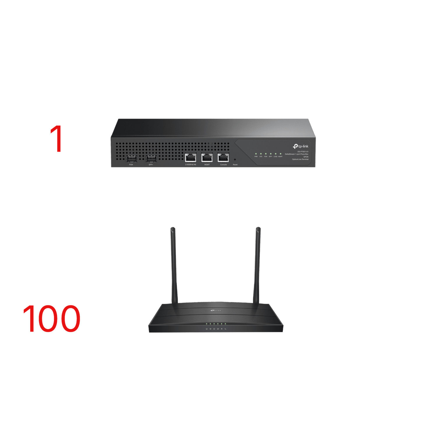 Kit para ISP`s / OLT DS-P7001-01 con Paquete de 100 ONU´s Modelo XC220G3V