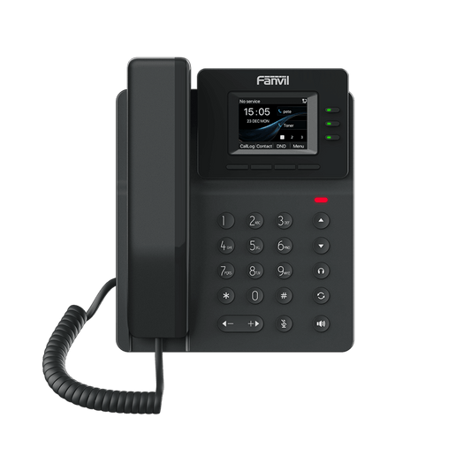 Teléfono IP empresarial para 4 líneas SIP con pantalla LCD de 2.4 pulgadas a color, Opus y conferencia de 6 vías, PoE.