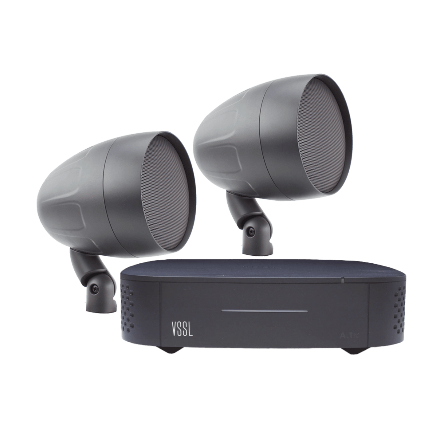 KIT Amplificador VSSL A1X | 2 Bocinas Acoustiscape TruAudio Modelo AS2T | IP66