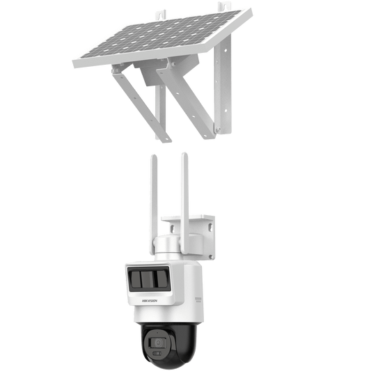 Kit Solar IP All in One / Doble Detección (Radar + PIR) / PT IP 4 Megapixel / Lente 4 mm / Panel Solar / Batería de Respaldo de Litio 50.76Wh (Hasta 1.5 días) / Conexión 4G / Audio de Dos Vías / Accesorios de Inst. / Dir