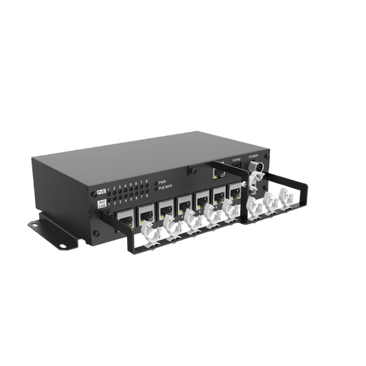 Switch PoE conexión RJ45 compatible con soluciones móviles.