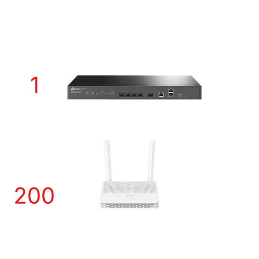 Kit para ISP`s / OLT DS-P7001-04 con Paquete de 200 ONU´s Modelo XC220G3